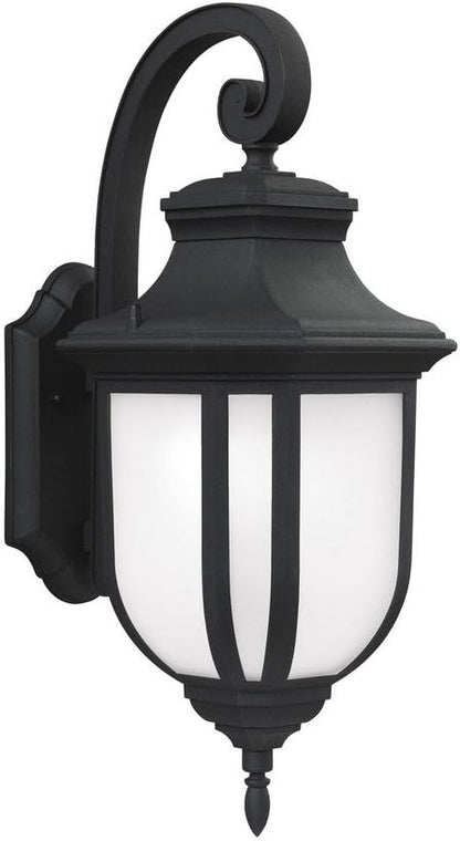 Sea Gull Lighting 8736301EN3-12 Childress One-Light Outdoor Wall Lantern with Glass Panels, Black Finish