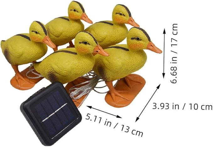 minkissy Solar Lawn Lamp Set 5 Yellow Duck LED Lights, Solar Pathway Garden Lights for Outdoor Patio Yard, Waterproof Solar-Powered Decorative Lawn Lighting