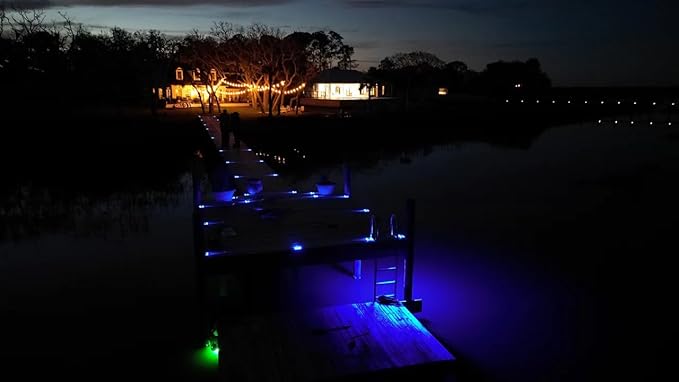 Hydro Glow Solar Pathway Submersible LED Light, IP68 Waterproof, High-Impact Polycarbonate Body, 50-Hour Battery, Perfect for Docks & Decks (Blue)