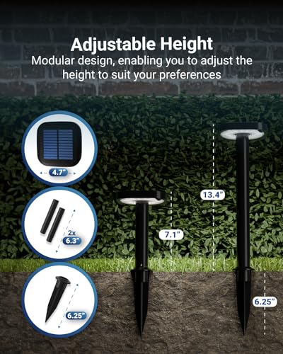 Sunco 24 Pack 2W LED Square Solar Pathway Walkway Driveway Backyard Patio Garden Outdoor Residential Super Bright Light, 120 Lumens, 2CCT 2700K Soft White/4000K Cool White, Dimmable, 3.7V