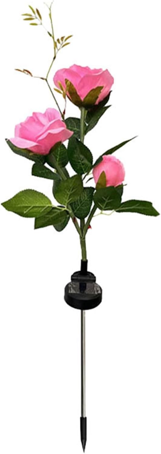 Solar Garden Lights,Solar Flowers Outdoor Waterproof with Rose, Garden Lights Solar Powered Waterproof, Solar Flower Lights, Solar Lights for Outside Garden Patio Yard Decorations (Pink)