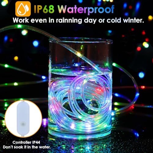 Nazuwke 66Ft LED Rope Lights Outdoor, String Lights Plug in with Remotes