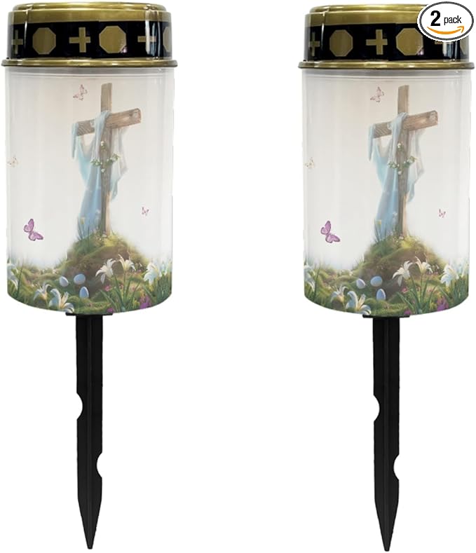 Cross and Butterfly Cemetery Lights for Grave,Solar Outdoor Lights Garden Lights Solar Stake Lights Waterproof Pathway Light Lantern Solar Walkway Lights Outdoor Landscape Lighting Spotlight