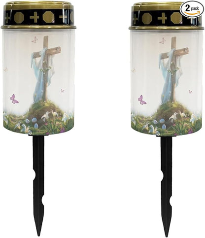 Cross and Butterfly Cemetery Lights for Grave,Solar Outdoor Lights Garden Lights Solar Stake Lights Waterproof Pathway Light Lantern Solar Walkway Lights Outdoor Landscape Lighting Spotlight