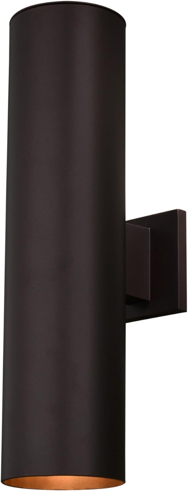 VAXCEL Chiasso 20 in. H 2-Light Deep Bronze Outdoor Wall Sconce Made of Rust-Resistant Aluminum, Metal Shade | Lumora