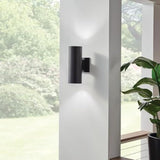 Kichler Cylinders 12" Outdoor Wall Sconce in Black, 2-Light Exterior Wall Light, Cylinder Fixture, (12" H x 5" W) | Lumora