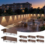 8 Pack Solar Fence Lights Outdoor, Deck Light Solar Powered, IP65 Waterproof Led Riling Solar Lights for Outside Yard Step, Wram White