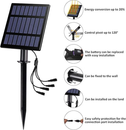 IgnisTerra Solar Spotlights 4-in-1 - Lighting Sensor & IP65 Waterproof, Auto On/Off for Garden, Yard, Driveway & Pool - 200LM Super Bright White & Red Light Modes
