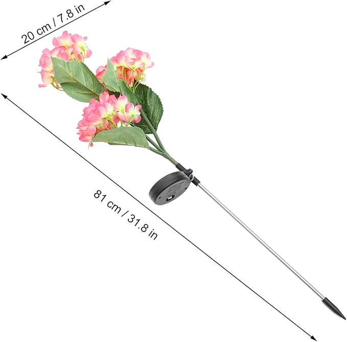 DOITOOL 4pcs Garden Solar Hydrangea Stake Lamp Decorative Outdoor Solar Lights for Pathway and Design Easy Installation for Lawn and Garden Decor