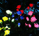 GONIMY Outdoor Realistic Solar Powered Rose Flower Lights Stake,2 Pack 10 Rose Solar Garden Decorative Waterproof | Lumora