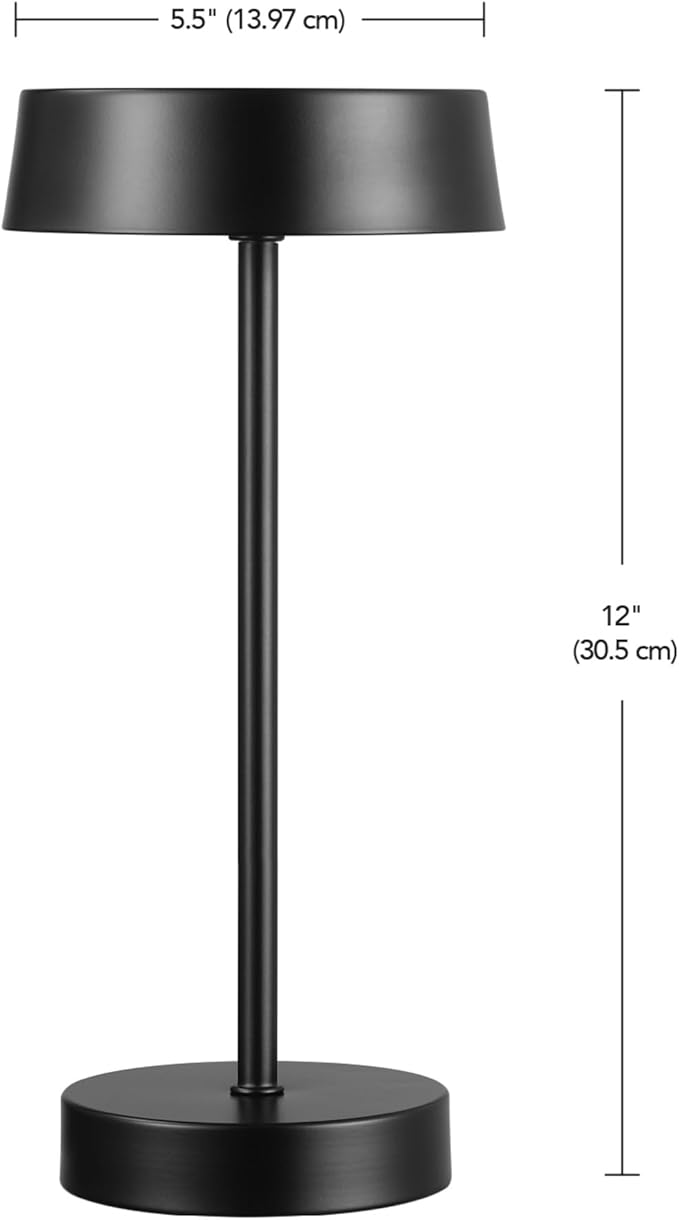 Globe Electric 60000018 12" 1.5W LED Integrated Outdoor Table Lamp, Matte Black, Rechargeable Battery, Micro USB Cable Included, On/Off Touch Switch, Home Improvement, Patio Décor, Outdoor Table Décor