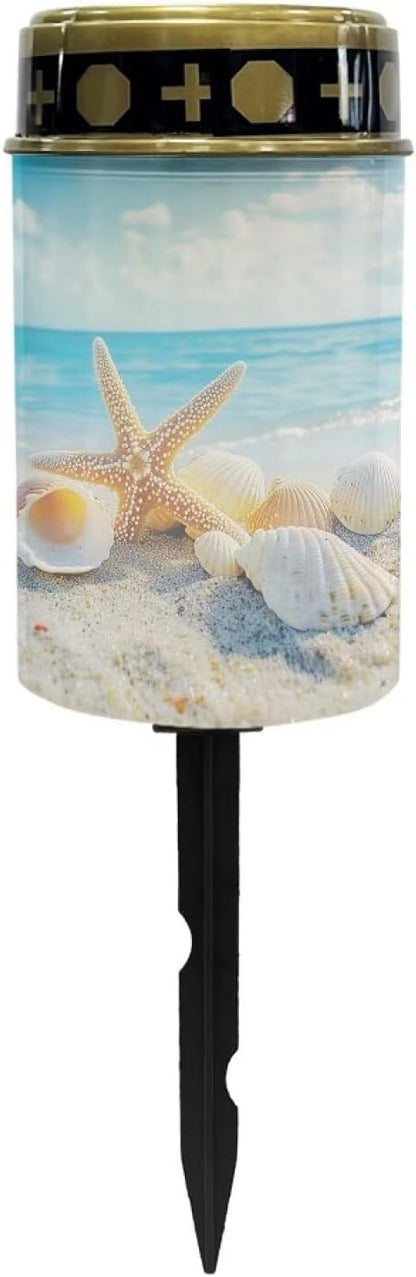 ZOUTAIRONG Conch Sea Turtle Design Solar Outdoor Lights, Solar Light for Cemetery Grave, Waterproof Solar Powered Yard Walkway Lighting Garden Stake for Path, Landscape, Lawn