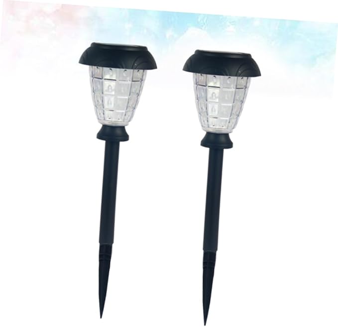 balacoo 2pcs Solar Ground Lamp Outdoor Decorative Garden Lights Landscape Insert Lights for Patio Park Straw Hat | Lumora