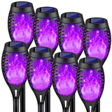 8P Purple Flickering Flame Halloween Solar Lights for Halloween Decorations