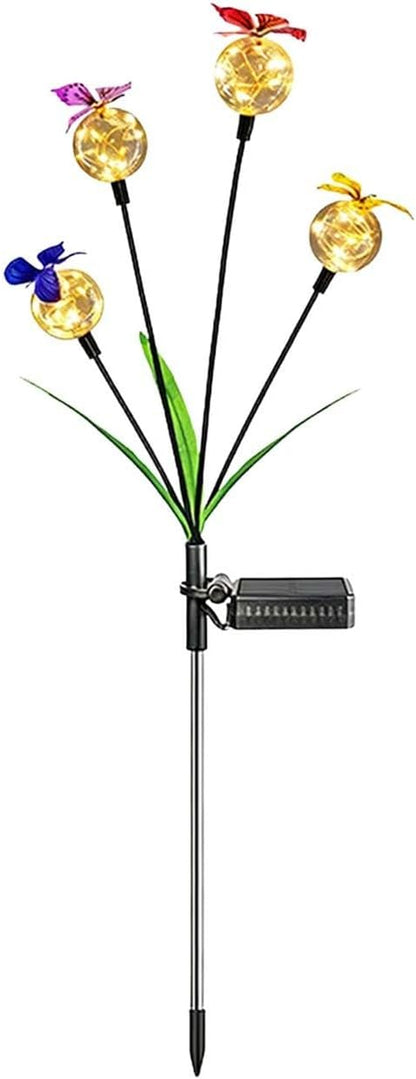Solar Garden Lights, Swaying Butterfly Light, Swaying in The Wind, Solar Outdoor Lights, Yard Patio Pathway Decoration, Flexibility Iron Wire & Realistic Butterflies (Yellow)
