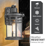 Darkaway Dusk to Dawn Outdoor Porch Wall Light,Outside Wall Mounted Light Seeded Glass Exterior Waterproof Lantern Modern Wall Sconce Lighting for House Front Door Garage