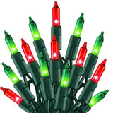 TW SHINE Christmas Mini String Lights, 20FT 100 Count Incandescent Mini Christmas Tree Lights, Waterproof Xmas String Lights for Outdoor Indoor Home Party Yard Decorations, Red and Green