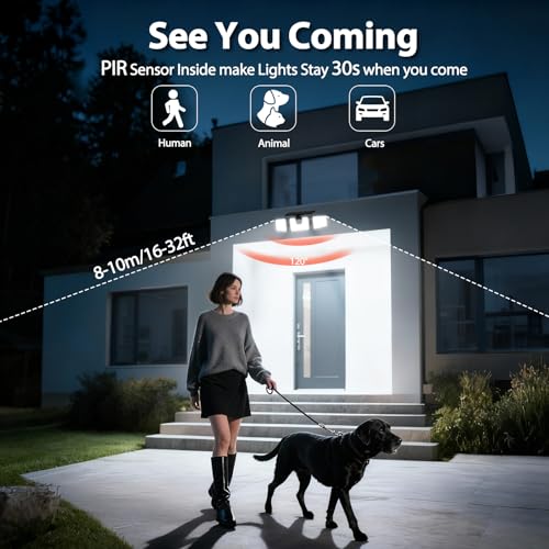 INCX Solar Lights Outdoor, 3000LM Motion Sensor Outdoor Lights, 2PCS, Black