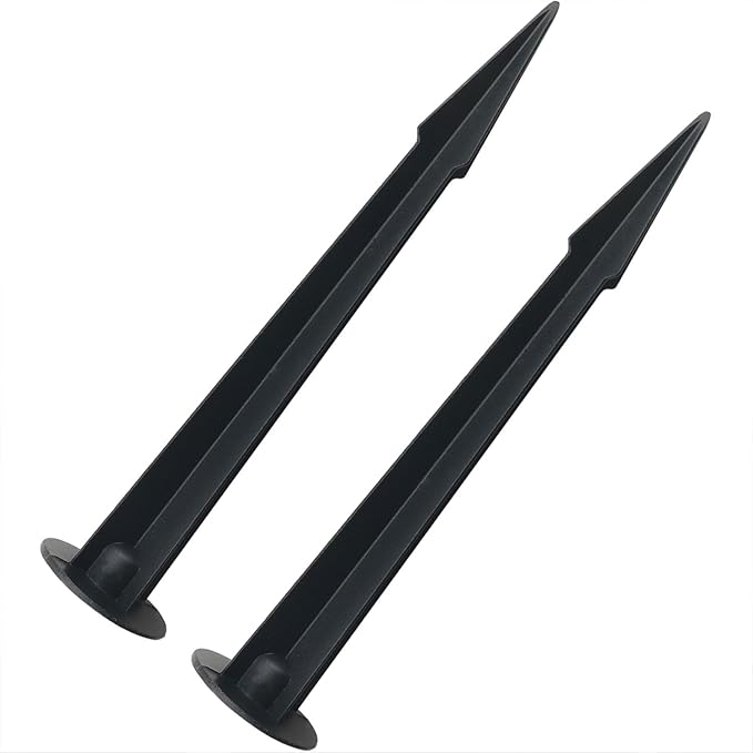 CHENJIN 2PCS LED Spike Light Bracket 265x53MM Metal Ground Stake for Outdoor Landscape Spot Flood Pathway Solar Replacement Light Parts Lawn Lamp Black