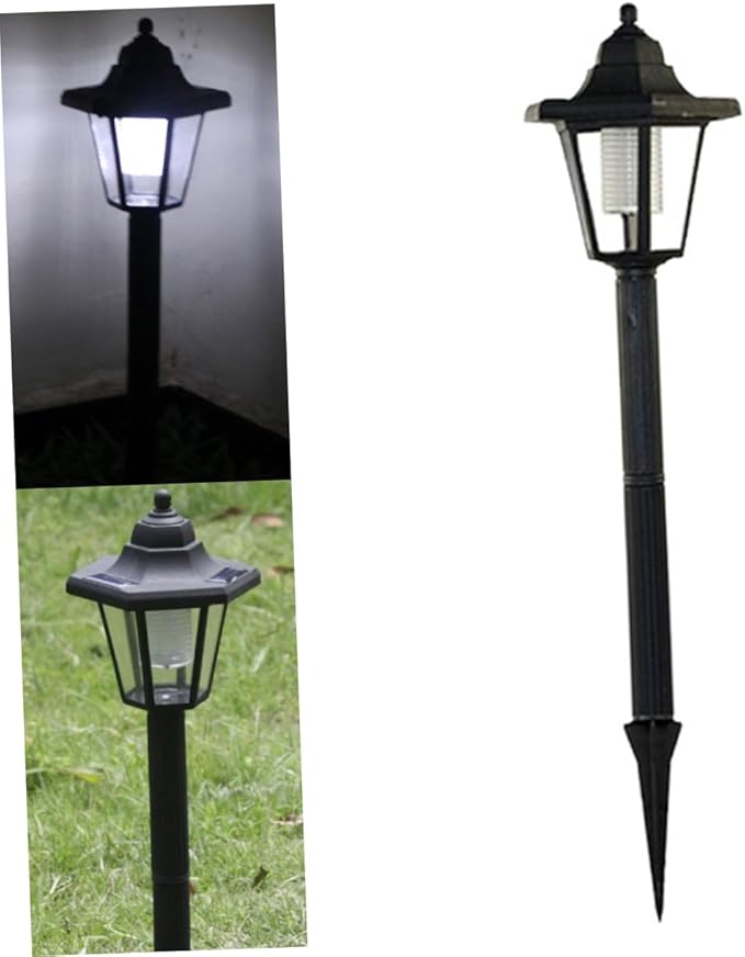 2 Pcs Solar Powered LED Lawn Lights Hexagonal Landscape Pathway Lighting for Garden Patio Outdoor White Light