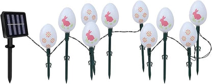 Easter Bunny Lights – 10 Solar Powered Colorful Outdoor Decorative Lights | Waterproof LED String for Garden Patio Path Holiday Seasonal Easter Decorations