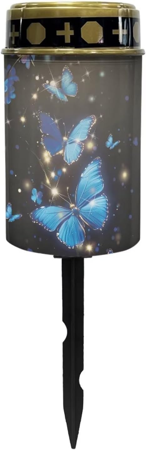 Blue Butterfly Cemetery Solar Lights Cute Solar Yard Lights for Outdoor Decor for Cemetery Outdoor Lighting