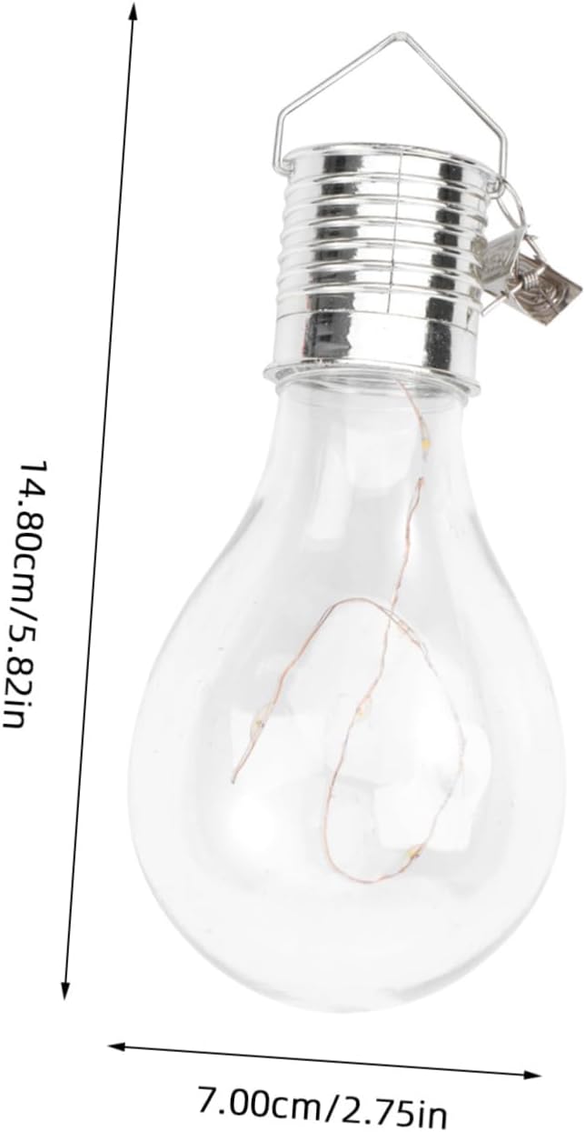 Uonlytech 6pcs Solar Powered Led Bulb String Lights Transparent Warm White Hanging Light Bulb Easy to Install Copper Wire Decoration for Garden Patio Party Home