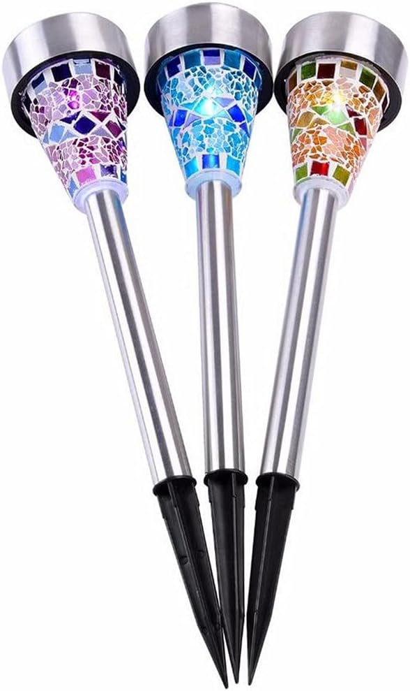 CTKcom Solar Mosaic Garden Lights Outdoor Decorative Mosaic LED Stake Lights Solar Powered Landscape Path Lighting for Lawn Path Patio Yard Walkway,3 Pack