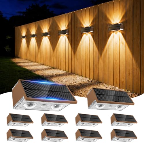Solar Fence Lights Outdoor, 10 Pack Fence Solar Lights Waterproof