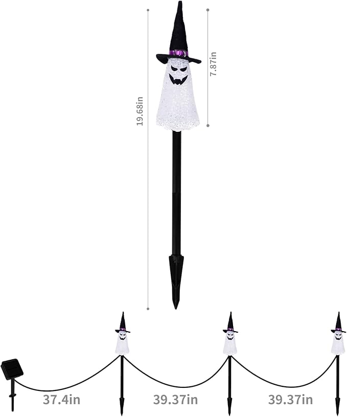 LIGHTSHINE 3PCS Ghost Solar Halloween Decorations, Solar Landscape Pathway Lights, Garden Stakes Light, Outdoor | Lumora