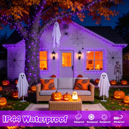 JMEXSUSS 400 LED Purple Halloween Lights Outdoor Plug in