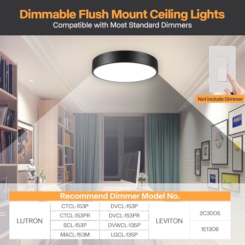 Flush Mount Ceiling Light, 13" 3CCT Dimmable Modern Matte Black