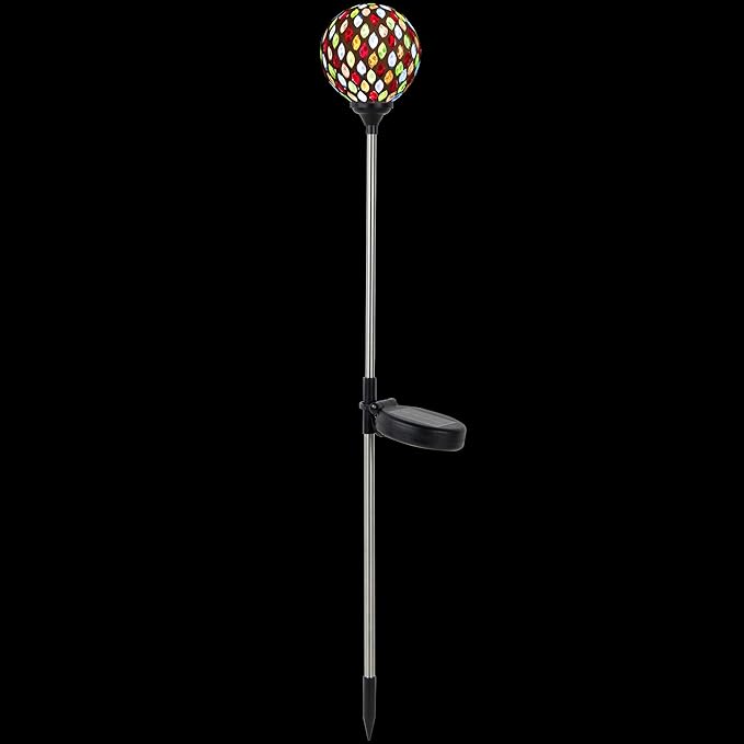 Northlight Mosaic Stained Glass Solar LED Pathway Markers 30" - Multicolor - Set of 2