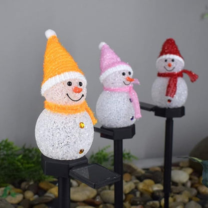 Outdoor Solar Pathway Lights Cute Cartton Small Snowman Solar Energy Lawn Light Grounding Light Landscape Garden Lamp