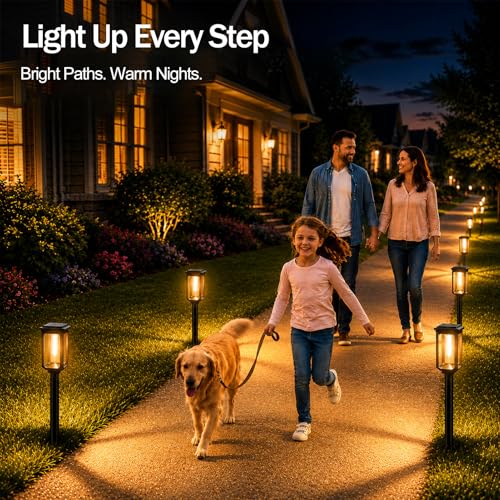 Tenmiro Solar Pathway Lights Outdoor 8 Pack, Bright Solar Garden Lights