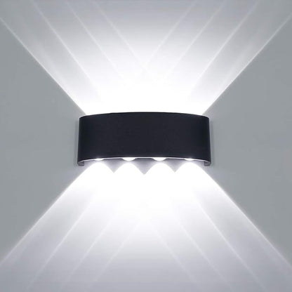 Kawell 8W Waterproof Modern Wall Light LED Wall Lamp Aluminum LED Wall Sconce Up Down Indoor Outdoor for Bathroom Bedroom Hallway Porch Corridor Hotel Doorway Garden Pathway, Black 6000K