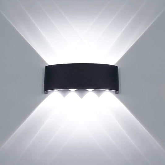Kawell 8W Waterproof Modern Wall Light LED Wall Lamp Aluminum LED Wall Sconce Up Down Indoor Outdoor for Bathroom Bedroom Hallway Porch Corridor Hotel Doorway Garden Pathway, Black 6000K