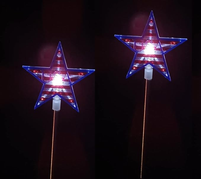 Starry Illuminate 2 PCS Solar Color Changing Style Garden Stake Light Pathway Stake Light (Star Flag)