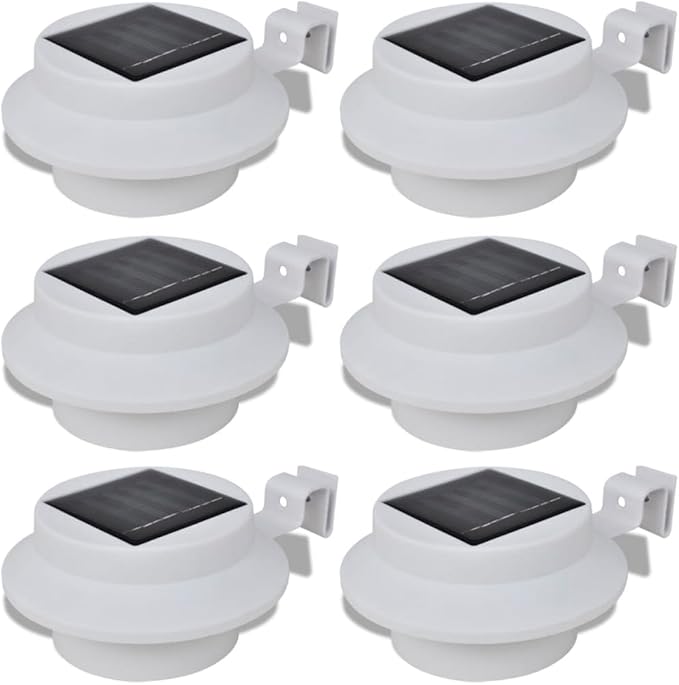 Solar Path Lights Outdoor Set of 6, White Durable Plastic, 16.7-inch, Waterproof, Automatic LED Garden Walkway Lighting for Yard