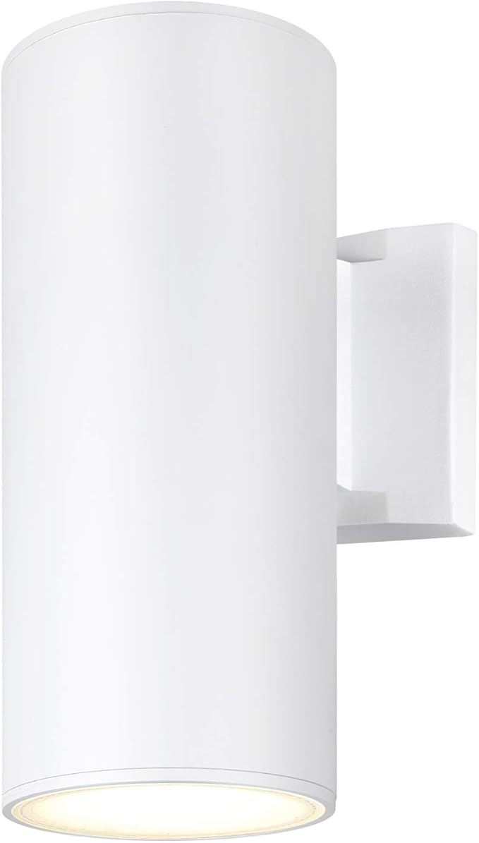 Outdoor Wall Light, Exterior Lighting - ETL Listed, Die-Casting Aluminum Waterproof Wall Mount Cylinder Design - Up Down Light Fixture for Porch, Backyard and Patio (White)