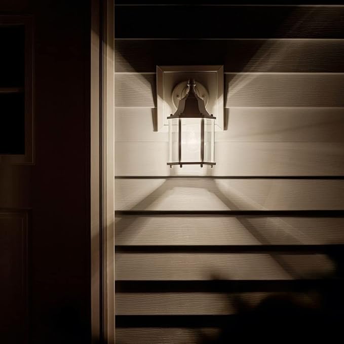 Kichler Chesapeake 10.25" 1 Light Outdoor Wall Light with Clear Beveled Glass in Black
