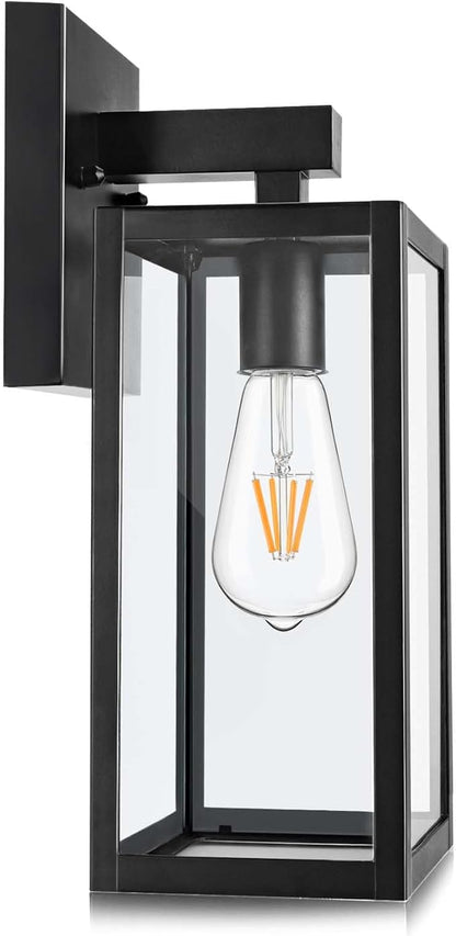 MAXvolador Outdoor Wall Lantern, Exterior Waterproof Wall Sconce Light Fixture, Black Anti-Rust Mount Light with Clear Glass, E26 Base Wall Lamp