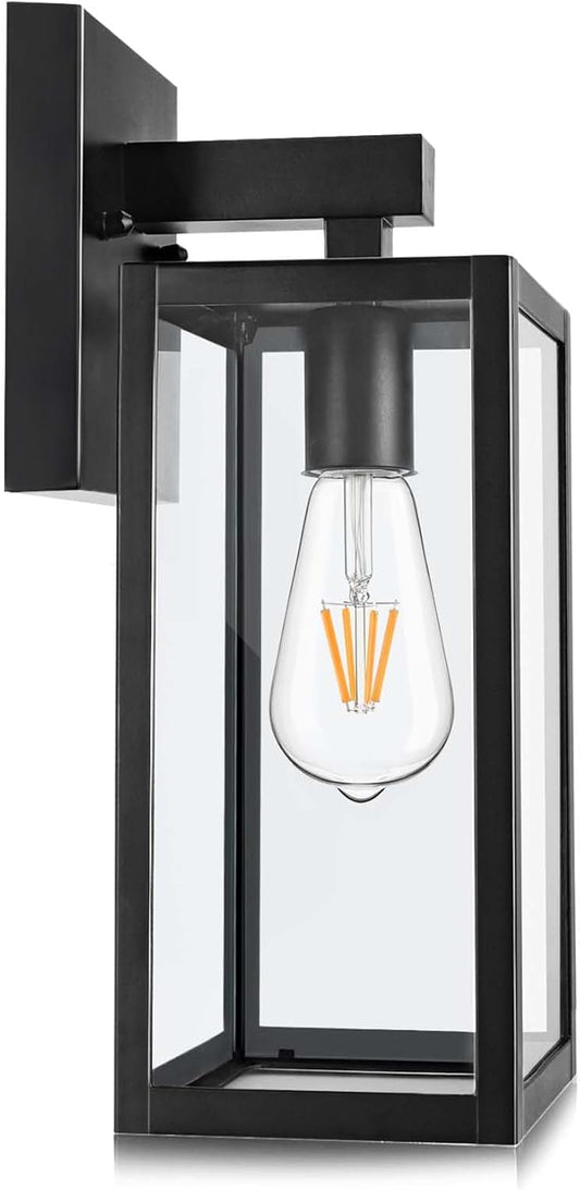 MAXvolador Outdoor Wall Lantern, Exterior Waterproof Wall Sconce Light Fixture, Black Anti-Rust Mount Light with Clear Glass, E26 Base Wall Lamp