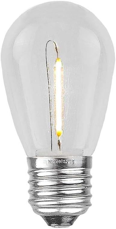 Novelty Lights 48 Feet Warm White, 2200K LED String Lights Outdoor with 24 Edison Style Bulbs, Suspended Sockets, Black Wire, Shatterproof and Weatherproof Patio String Lights for Backyard