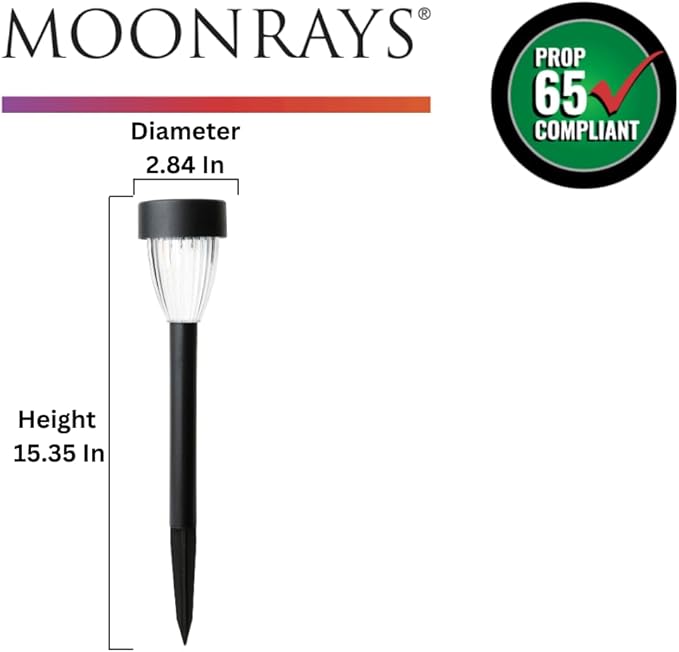 Moonrays Solar Pathway Lights Outdoor, Bright Solar Power Outside Garden Light, Emits 1x White LED (3 Lumen) with | Lumora