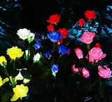 Outdoor Realistic Solar Powered Rose Flower Lights Stake,2 Pack 10 Rose Solar Garden Decorative Waterproof Lights | Lumora
