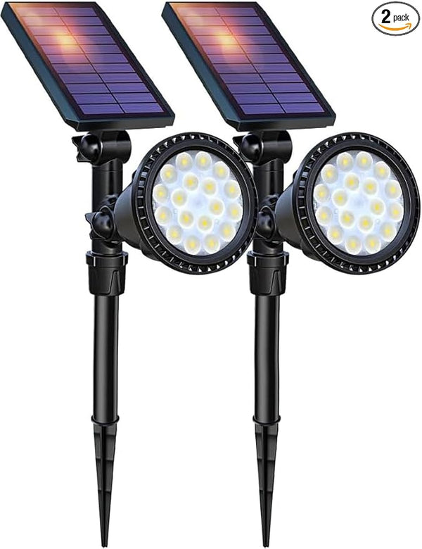 DBF Solar Spot Lights Outdoor Waterproof IP65, Cool White, 600LM High Bright, 2 Brightness Modes, 18 LED, Auto | Lumora