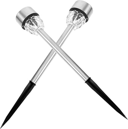 2-Pack Stainless Steel Solar Garden Light Waterproof Ground Insert Outdoor Lamp for Courtyards Decorative Solar Powered Light for Gardens
