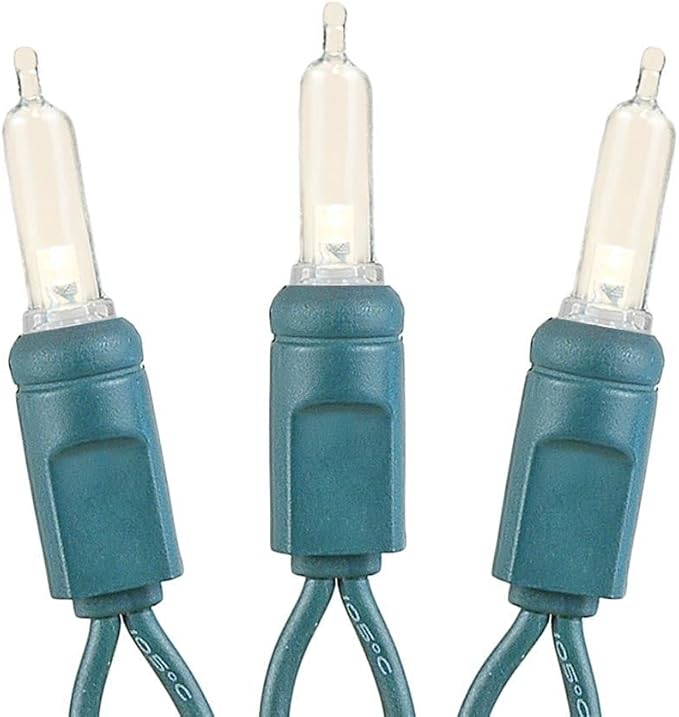 Novelty Lights Vintage Style T5 Warm White LED Christmas Lights, 11.5 Feet Green Wire String of 35 Mini Bulbs, UL Listed Indoor/Outdoor Tree Lighting