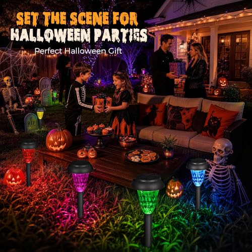 Solar Lights Outdoor Waterproof for Pathway, 8 Pack Color Changing